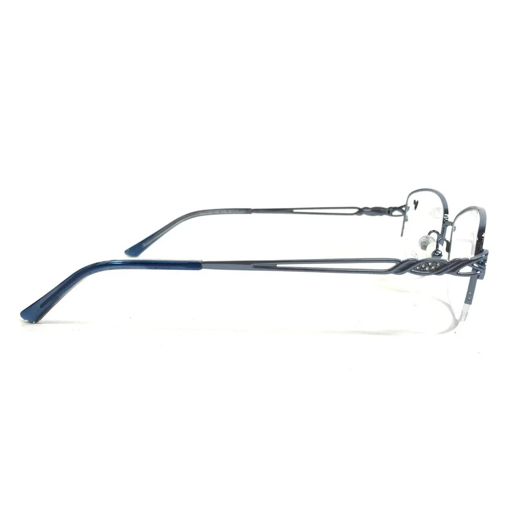 Tres Jolie Eyeglasses Frames 198 456 Light Blue Wire Rim Crystals 58-17-145